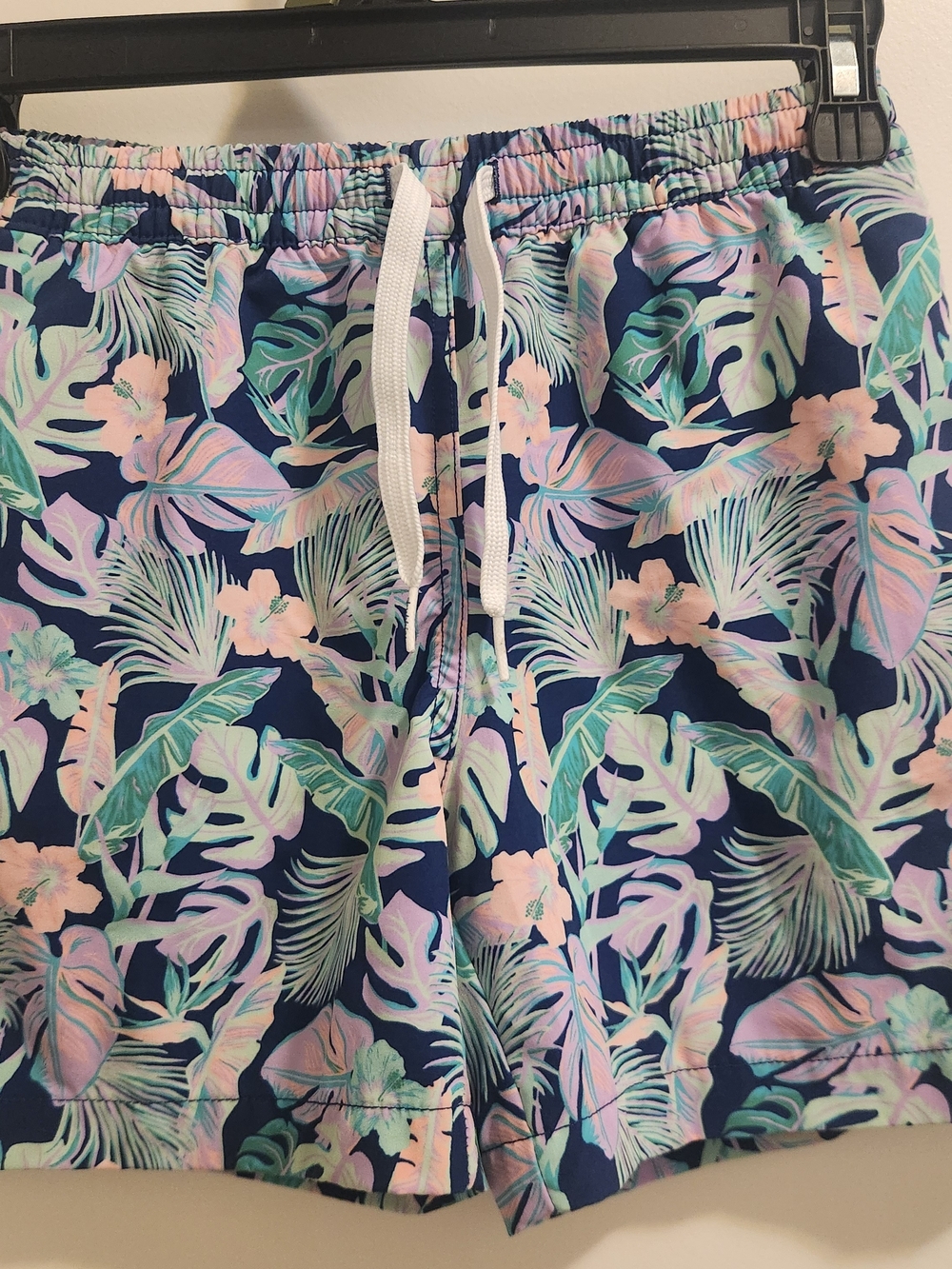 chubbies Navy Swim Shorts with Tropical Print